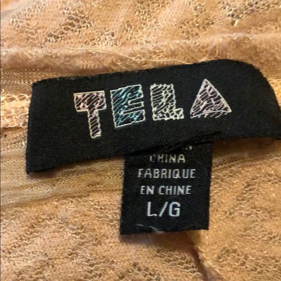 Blush Sheer Striped 3/4 Sleeve Button Down Top - Picture 5 of 5